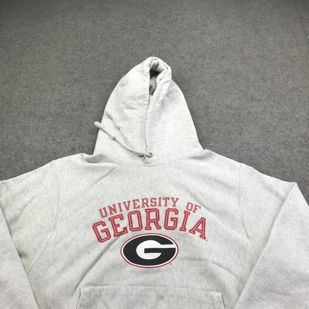 Georgia Bulldogs Hoodie Mens Small Gray NCAA Champion Reverse Weave Sweatshirt